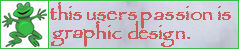 a userbox with a cartoon frog, reading 'this user's passion is graphic design'.