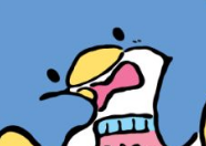 an image of tuxedo sam from sanrio, sleeping.