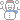 a small pixelated drawing of a snowman waving his arms, with snowflakes around him.
